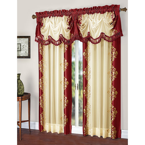 Astoria Grand Weise Embroidered Damask Rod Pocket Curtains Drapes