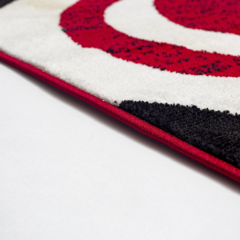 Ebern Designs Collingwood Red Black White Area Rug Reviews Wayfair Collingwood Red Black White Area Rug