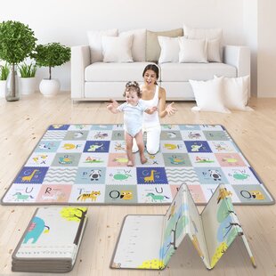 Toddler 71 x 79 x 0.4 inch Foldable Baby Play Mat Waterproof Reversible Foam Playmat Non Toxic Anti-Slip Portable Kids Play Mat with Travel Bag for Infant Extra Large Crawling Mat for Baby 