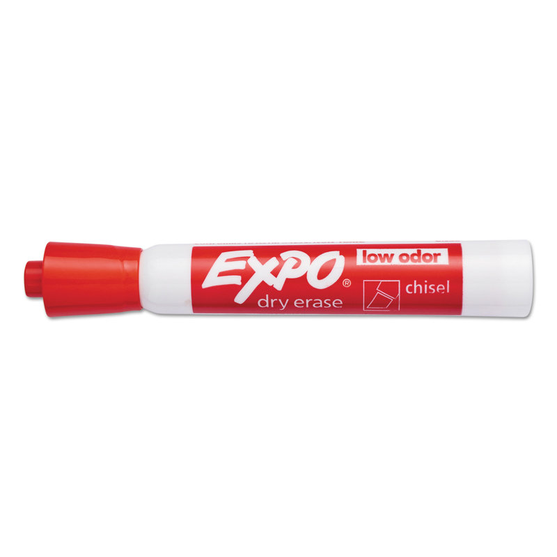 Desk Style Dry Erase Marker, Chisel Tip, Red, 12