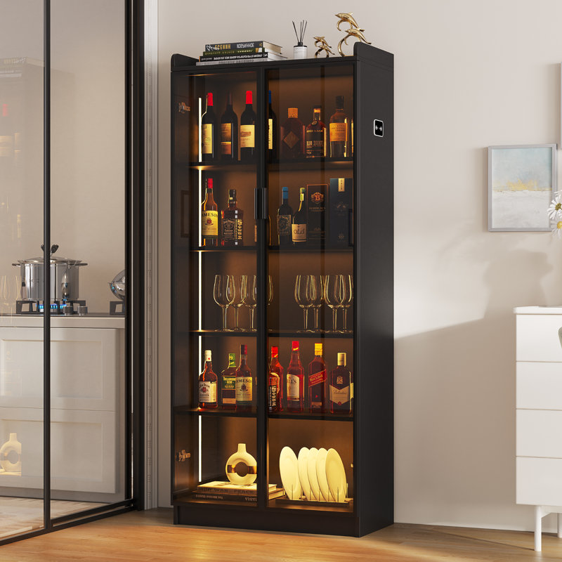 Gaylyn Dining Cabinet with LED light Color: Black