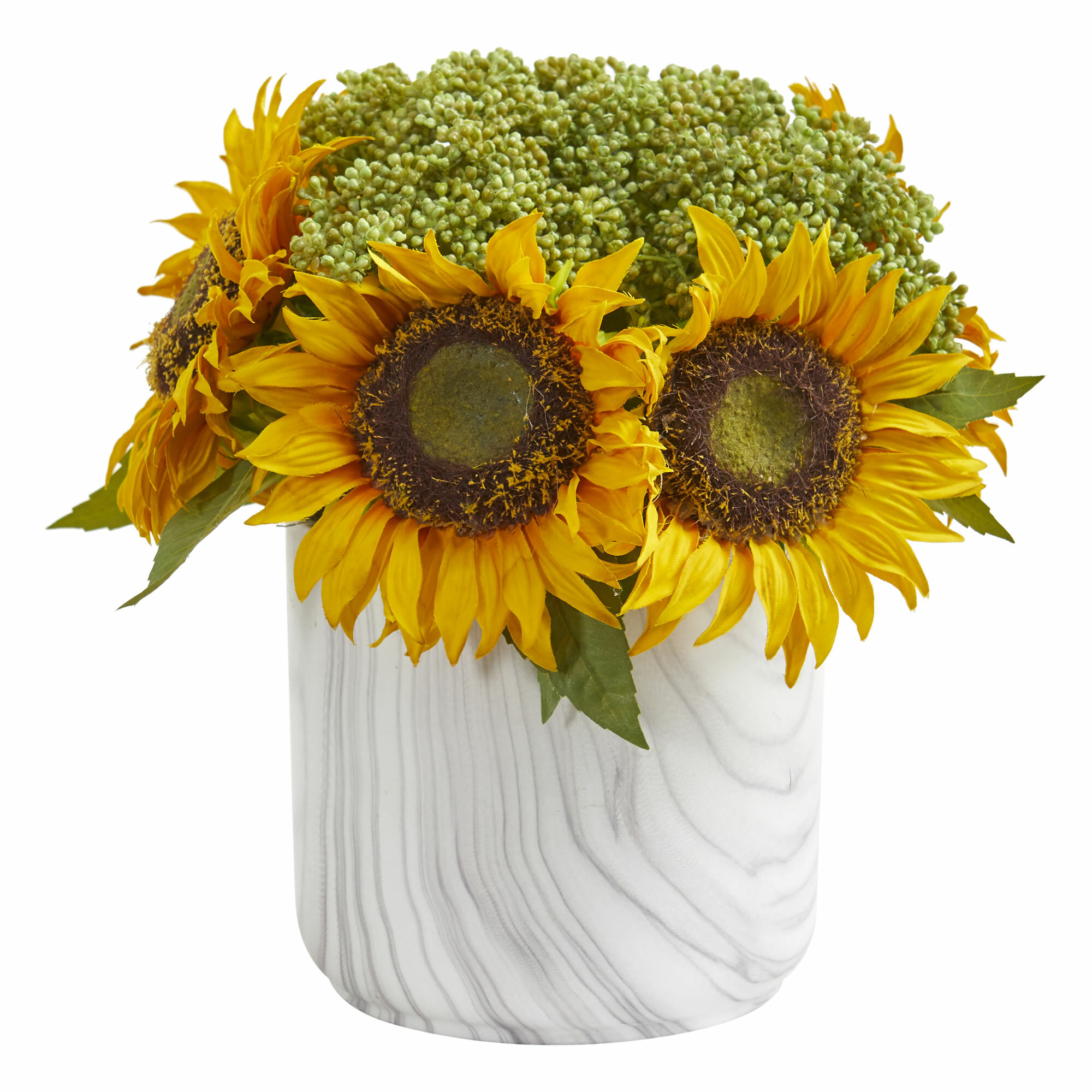 artificial sunflowers in vase