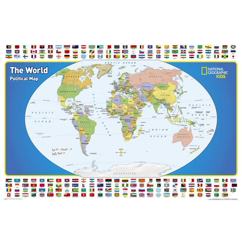 National Geographic Maps The World For Kids Laminated Map Wayfair