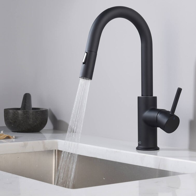 Luxe Pull Down Single Handle Kitchen Faucet with Accessories