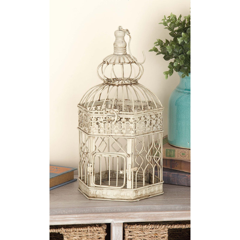 Lark Manor 2 Piece Metal Decorative Bird Cage Set Reviews Wayfair 2 Piece Metal Decorative Bird Cage Set