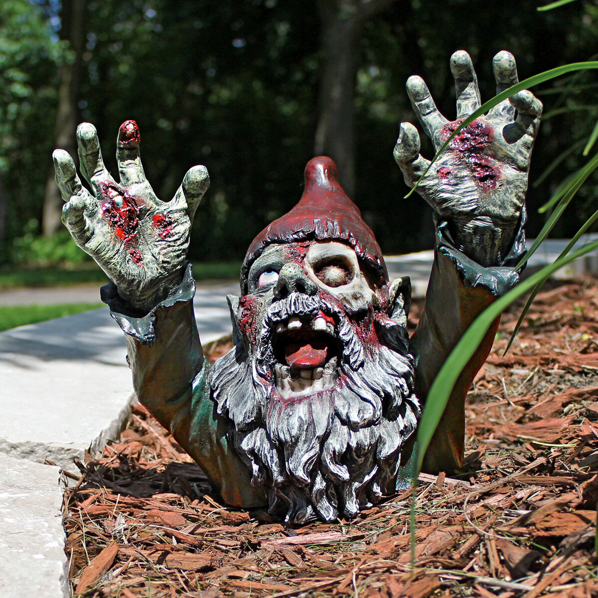 Zombie Gnome Scary Undead Statue Halloween Figurine Zombi Gnomo Duende 