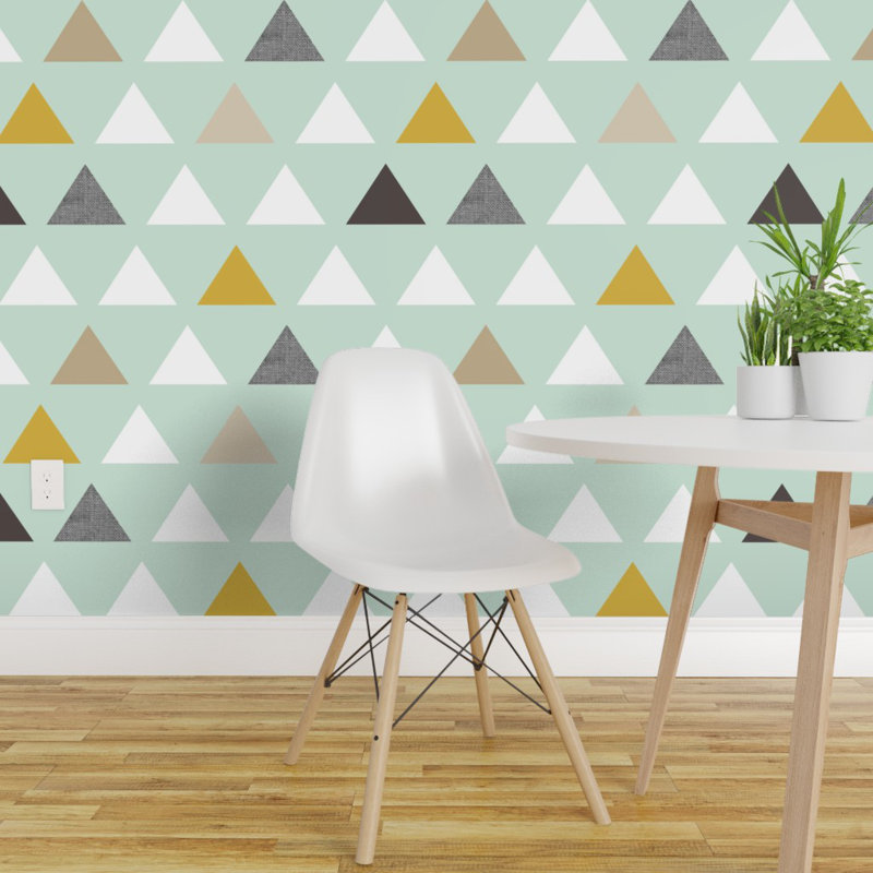 Ebern Designs Mustard Triangles Peel And Stick Removable Wallpaper