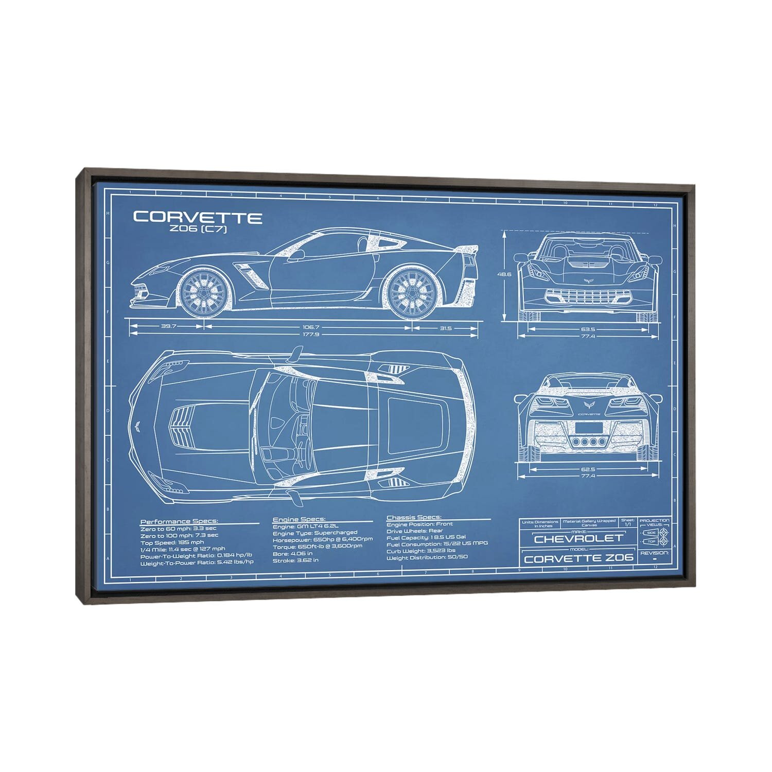 East Urban Home Corvette (C7) Z06 Blueprint - Drawing Print | Wayfair