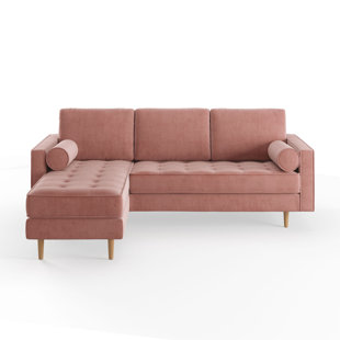 Pink velvet sectional sofa Clearance