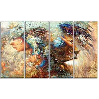 Lion 4 Piece Graphic Art on Wrapped Canvas Set Design Art