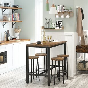 3 PCS Round Pub Table Adjustable Swivel Bar Stool PU Leather Set Dining Kitchen 