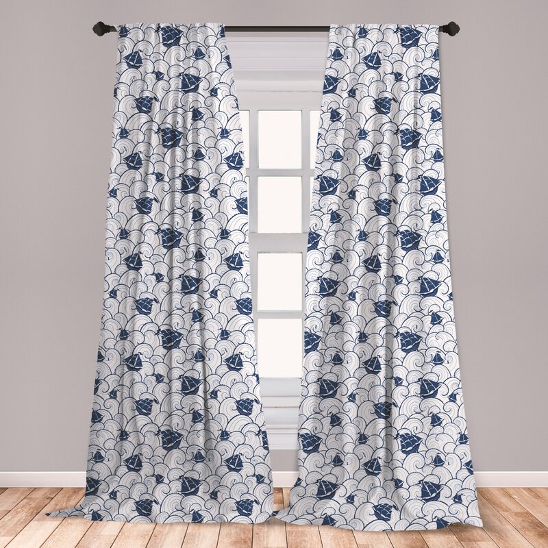 East Urban Home Nautical Room Darkening Rod Pocket Curtain Panels | Wayfair