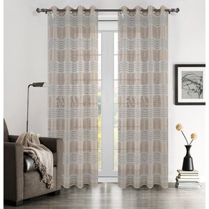 Addie Striped Semi-Sheer Grommet Curtain Panels (Set of 2)