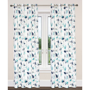 Preston Leaf Print Nature/Floral Grommet Panel Pair (Set of 2)