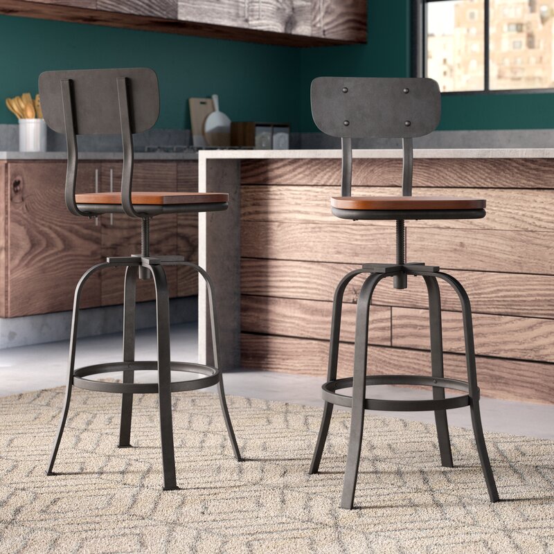 17 Stories Garon Adjustable Height Swivel Bar Stool & Reviews | Wayfair