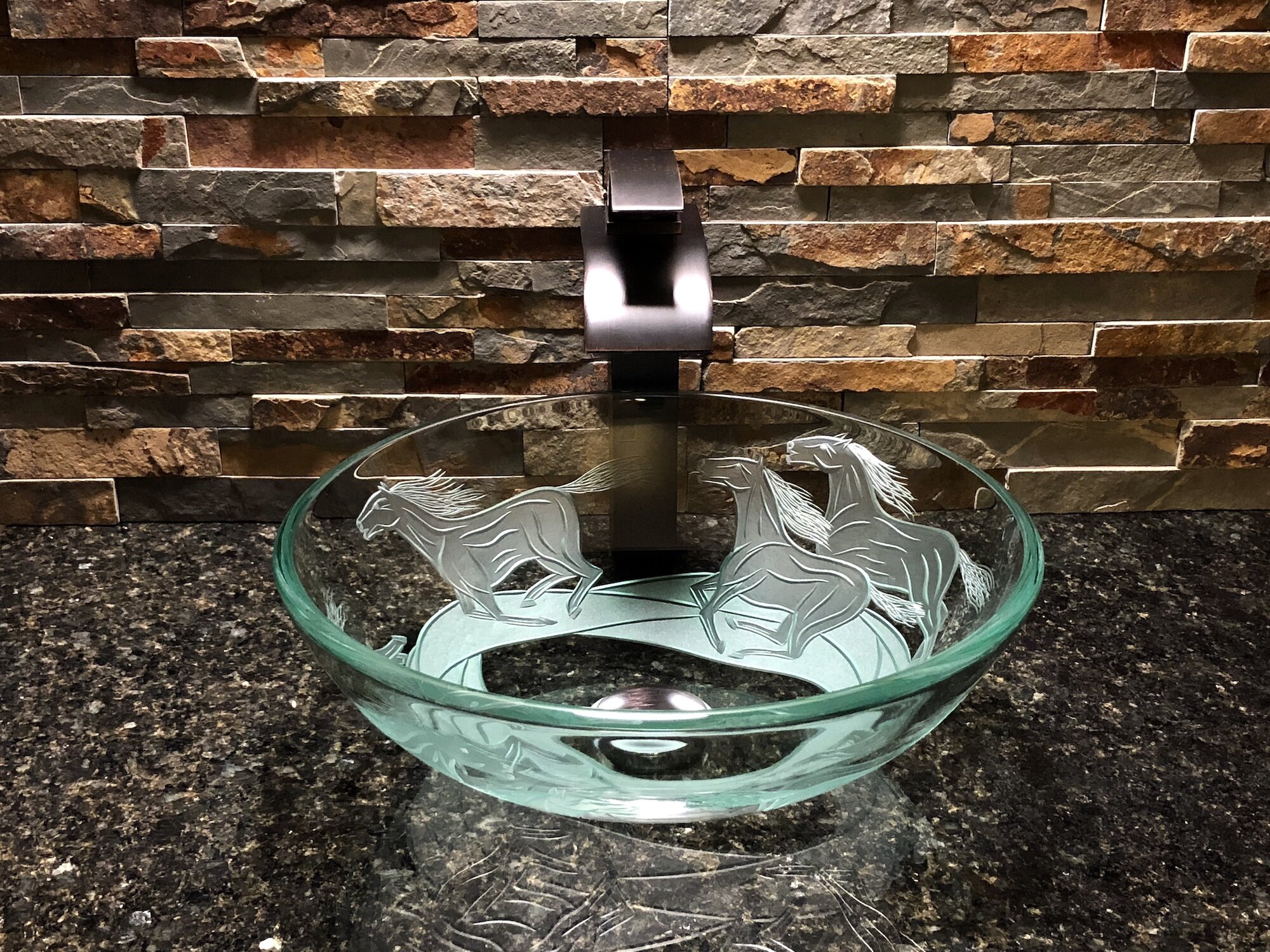 nokota glass circular vessel bathroom sink