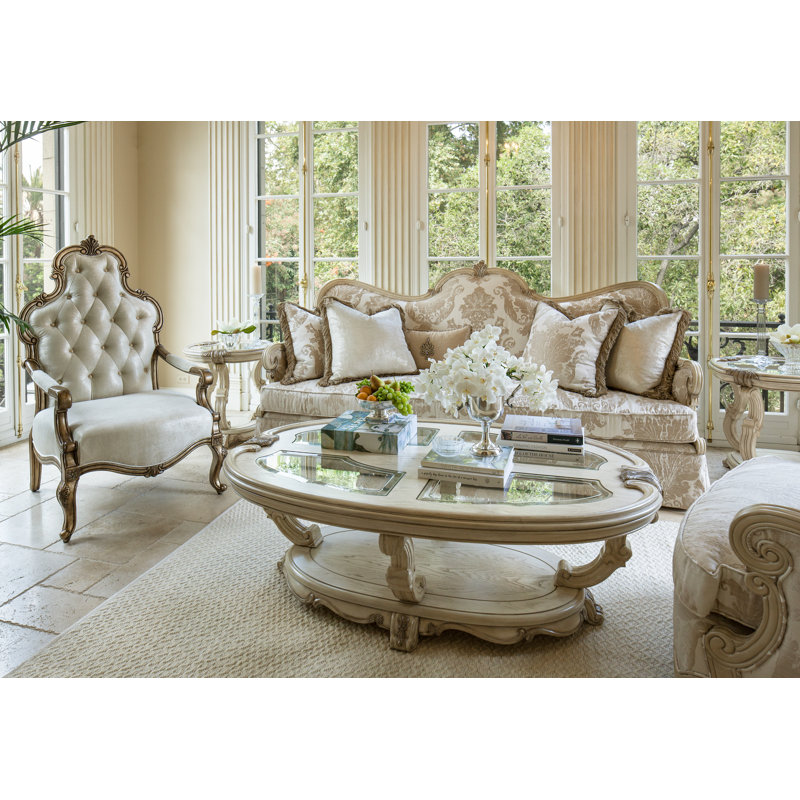 Michael Amini Jayne Seymour Living Platine De Royale Champagne Coffee Table With Storage Reviews Wayfair Ca
