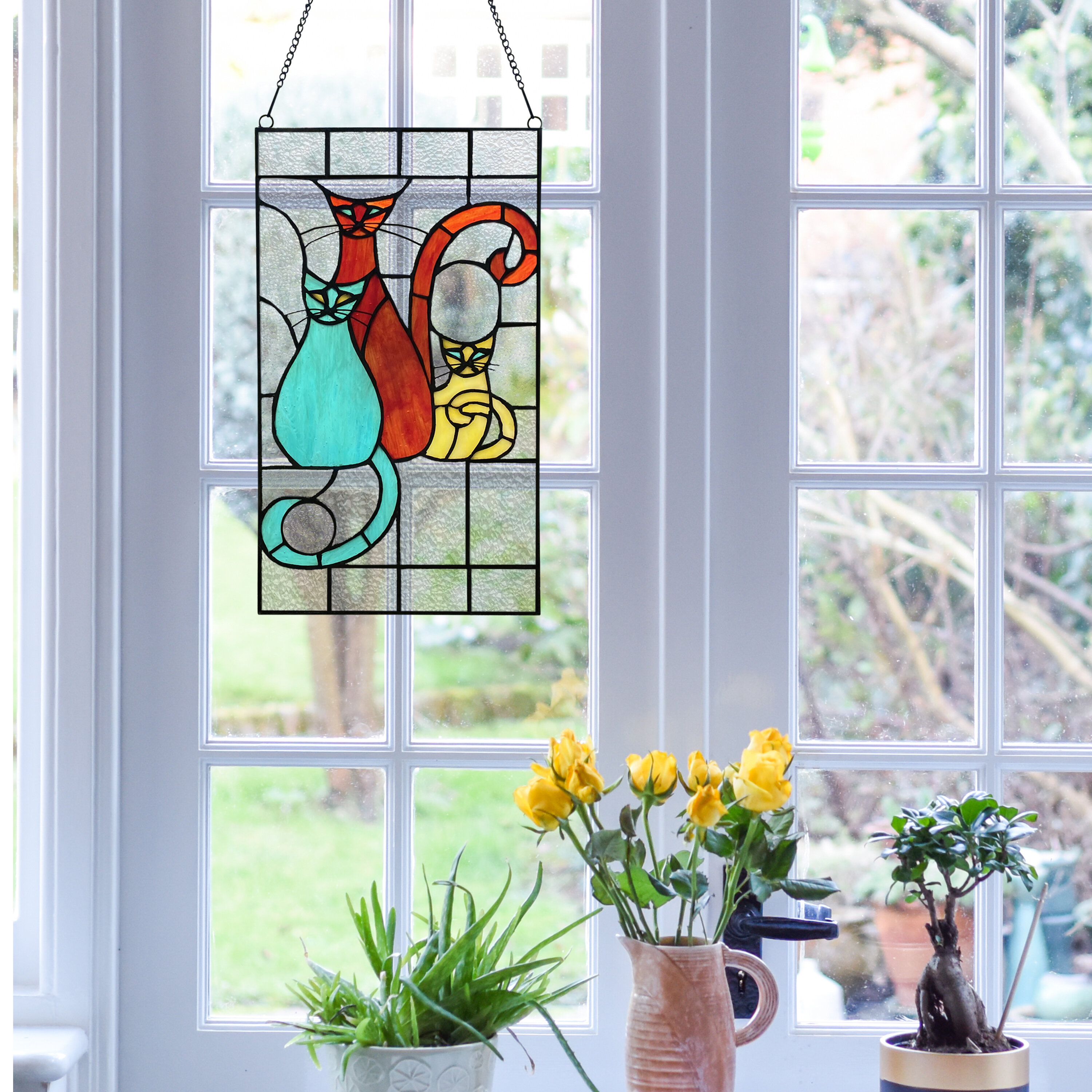 Lark Trio Stained Glass Window Panel Reviews | Wayfair