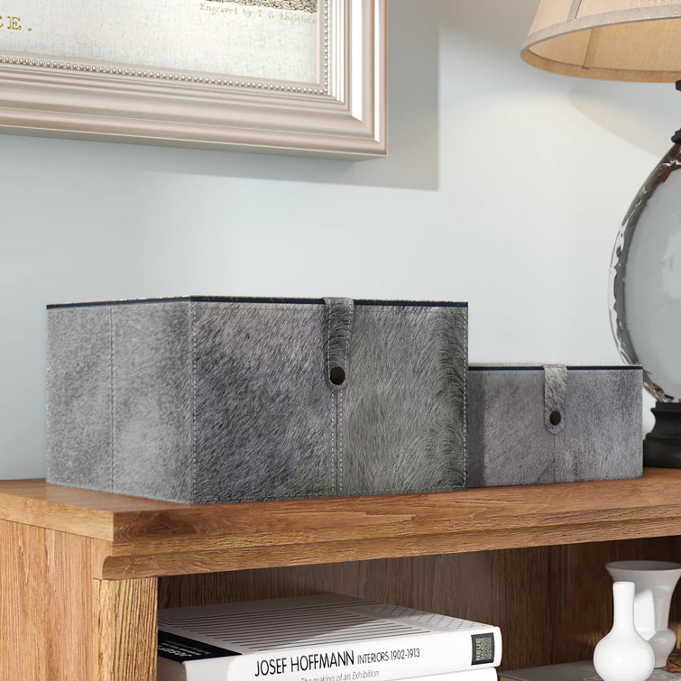 Union Rustic 2 Piece Wood Leather Hide Box Set Reviews Wayfair