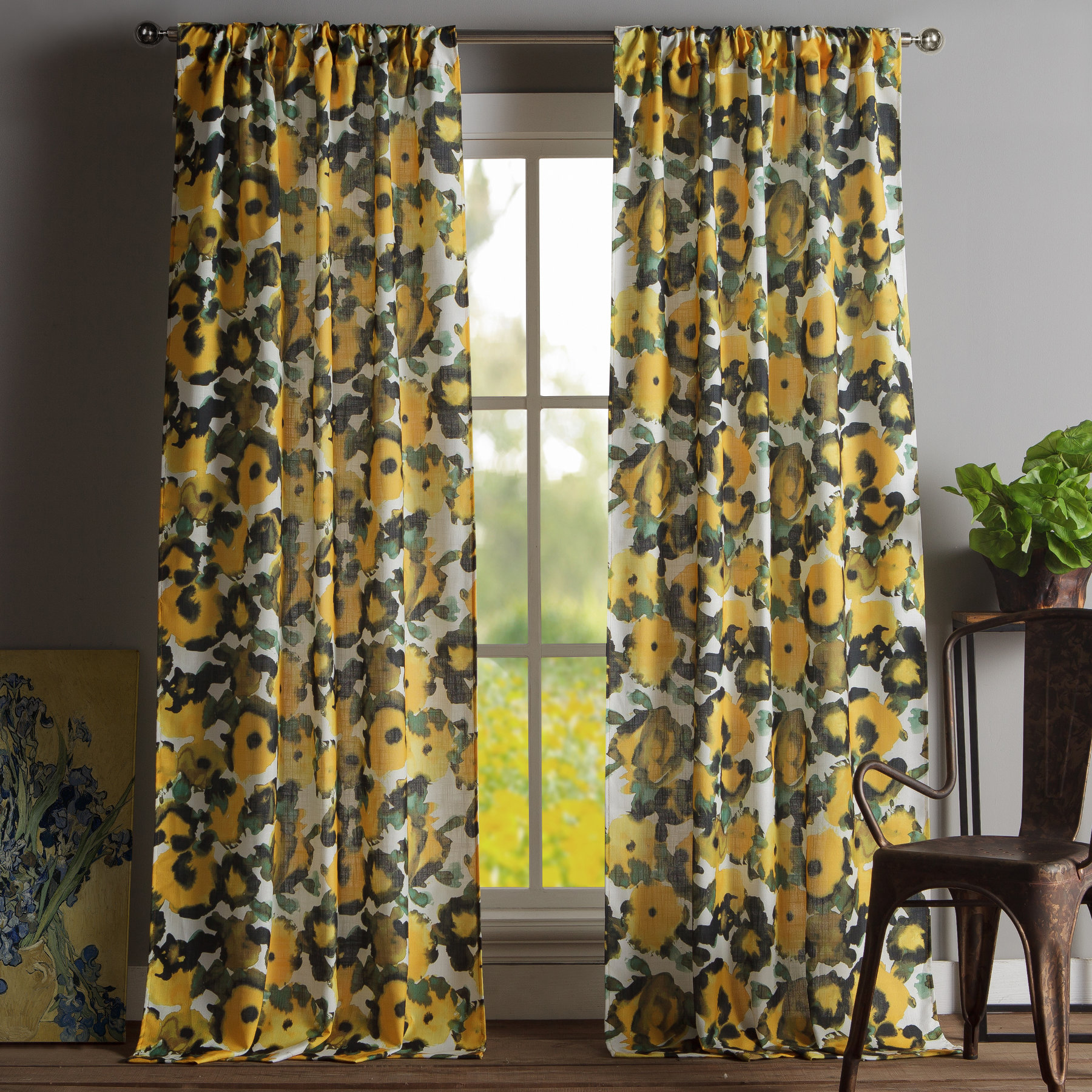 Laude Run Sedona Nature Fl Semi Sheer Rod Pocket Curtain Semi Sheer Rod Pocket Curtain