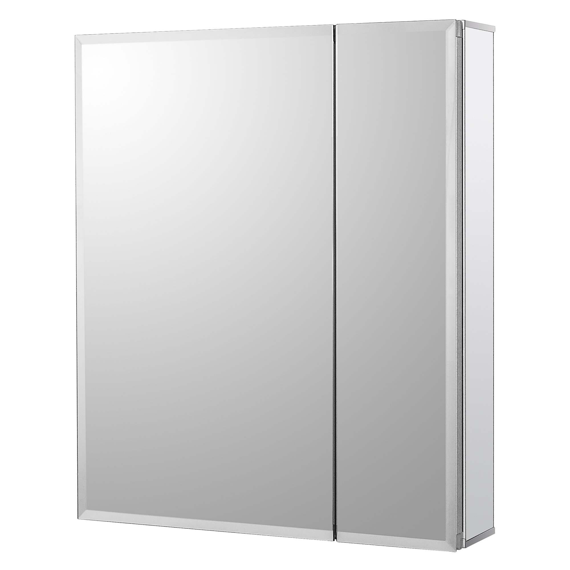 Wrought Studio Aluminum Bathroom Medicine Cabinet With Framless Double Sided Mirror Door X 24 Inch Recess Or Surface Mount 2 Doors X 24 X 5 24 Inches Silver Wayfair