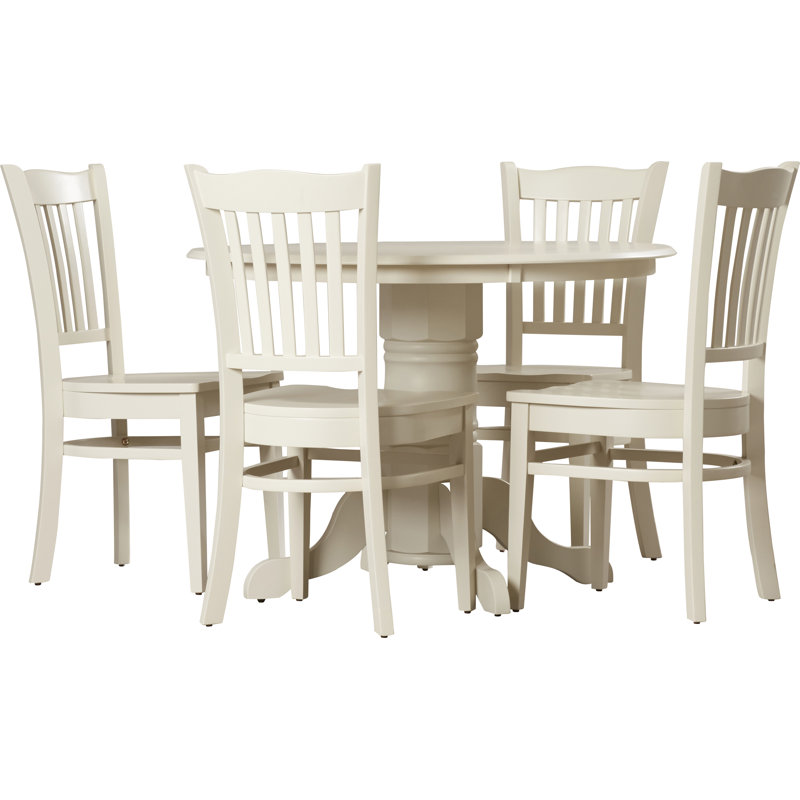 Beachcrest Home Langwater 5 Piece Rubberwood Solid Wood Dining Set Reviews Wayfair