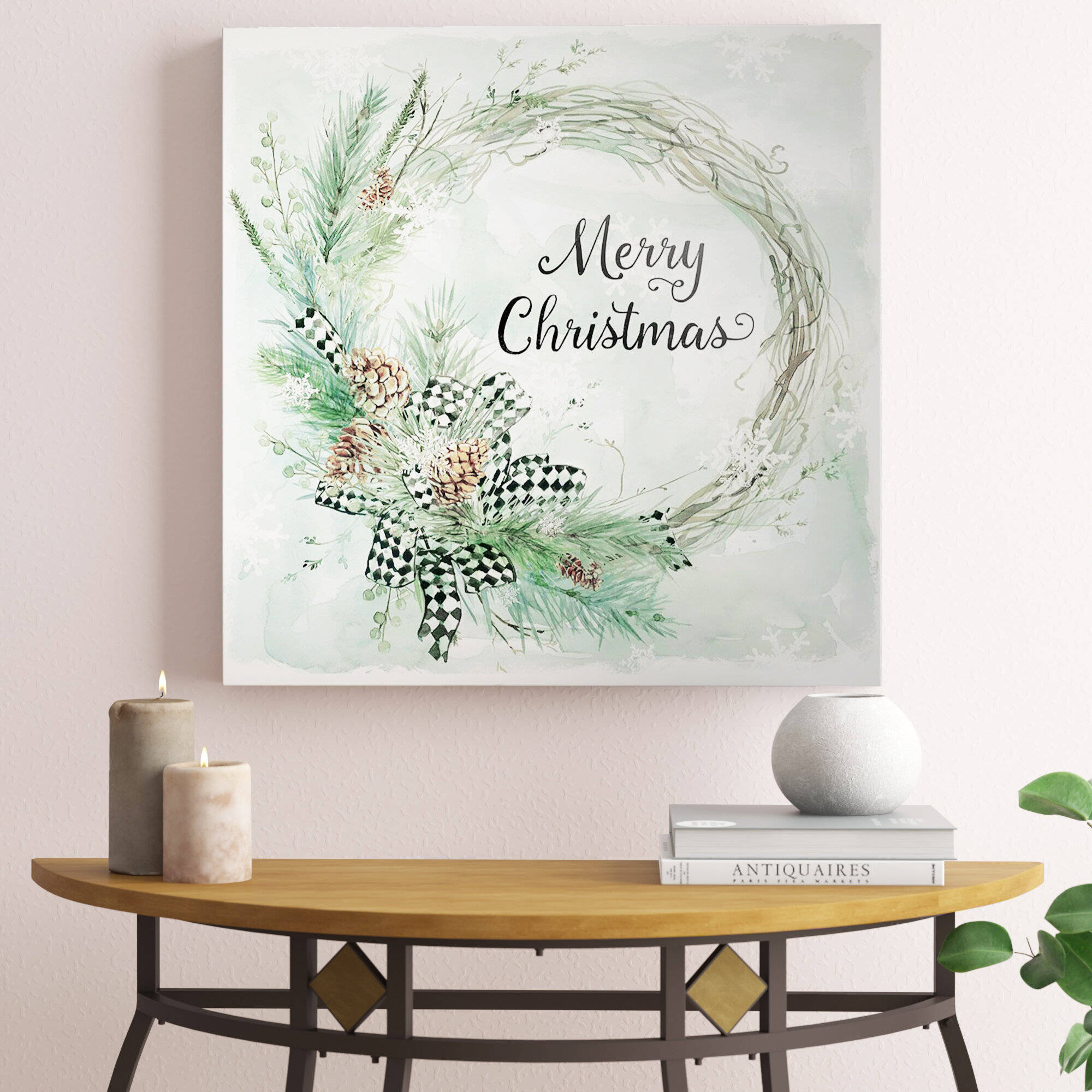 The Holiday Aisle® Merry Christmas Pine Wreath - Textual Art & Reviews ...