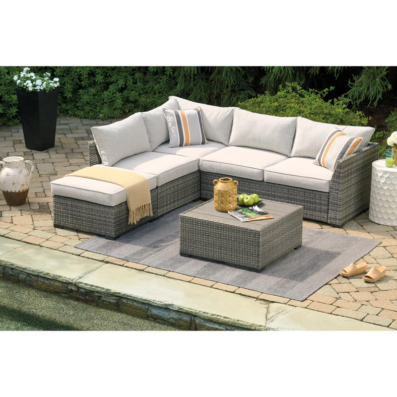 Bay Isle Home Luthersville 4 Piece Rattan Sectional Seating Group With Cushions Reviews Wayfair