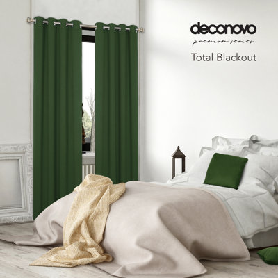 Deconovo 100 Percent Blackout with Liner Grommet Curtain Panel Pair