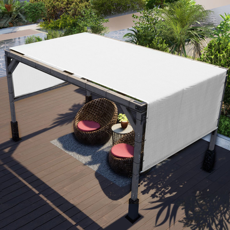 Colourtree Pergola Cover High Density Shade Replacement Canopy with Stainless Steel Weighted Rod Size: 9' X 9', Color: White