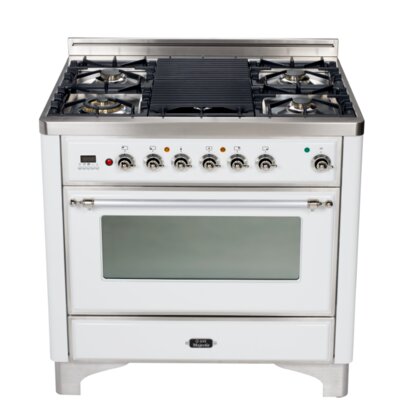 ILVE Majestic 36" 3.55 cu ft. Free-standing Gas Range with Griddle Finish: True White, Gas Type: Liquid Propane