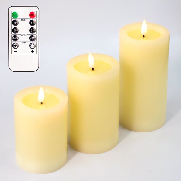 1/3PCS Flameless LED Candle  Flickering Lights Lamp Home Party Decor w/Remote 