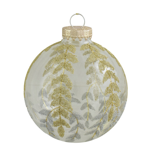 Northlight 4Ct Clear Glass With Gold And Silver Glitter ...