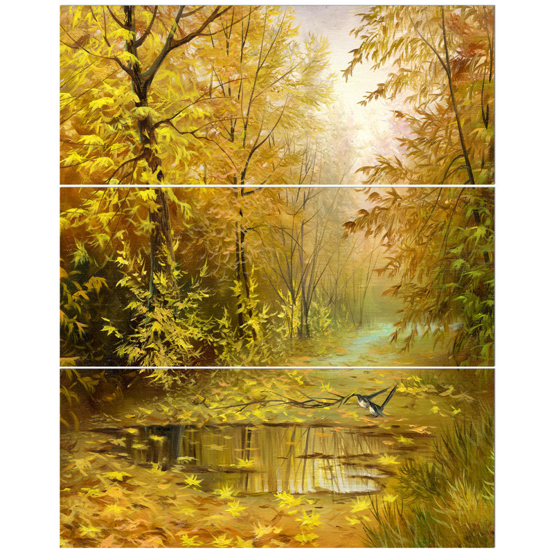 East Urban Home Pathway In Beautiful Autumn Forest Oil Painting