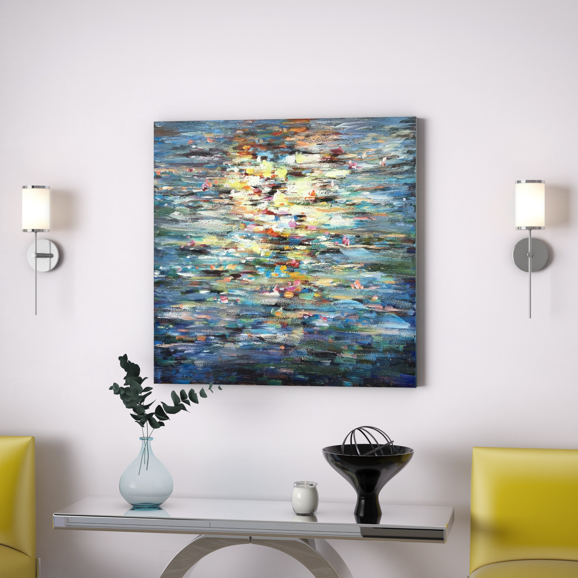 Wrought Studio Water Reflection Oil Painting Print On Wrapped Canvas Reviews Wayfair