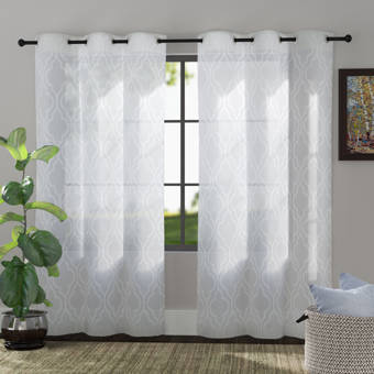 The Twillery Co Bailey Embroidered Trellis Geometric Semi Sheer