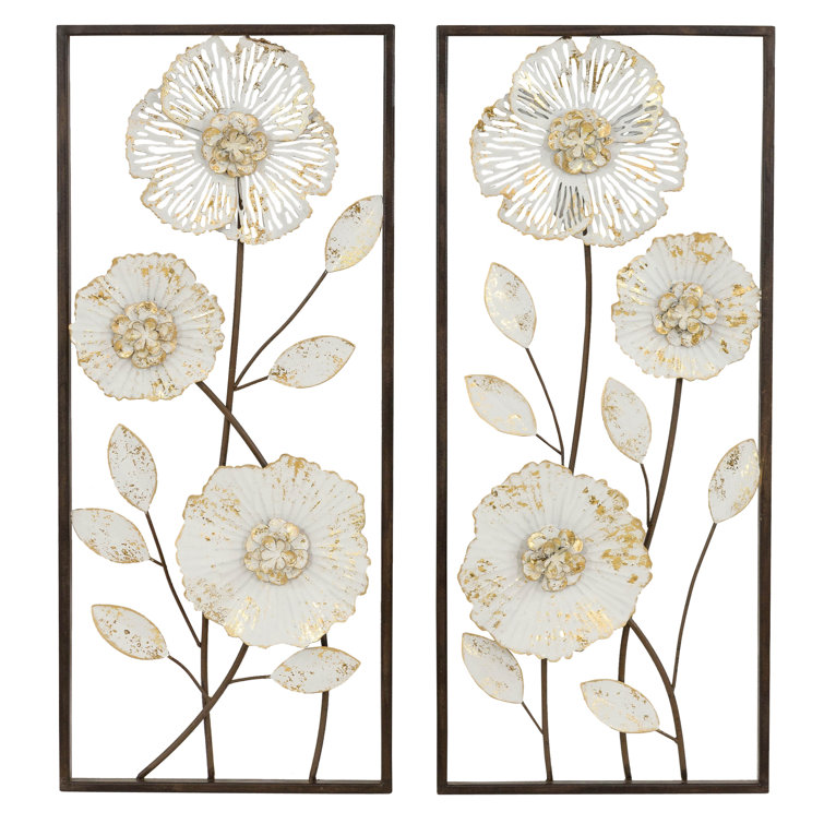 Charlton Home 2 Piece Metal Flower Wall Decor Set Reviews Wayfair Ca
