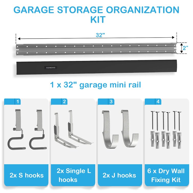 2 Pack WINSOON Garage Storage System Organization Rail Hook Small Single S Hook