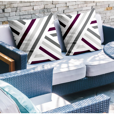  Indoor / Outdoor Striped Square Throw Pillow