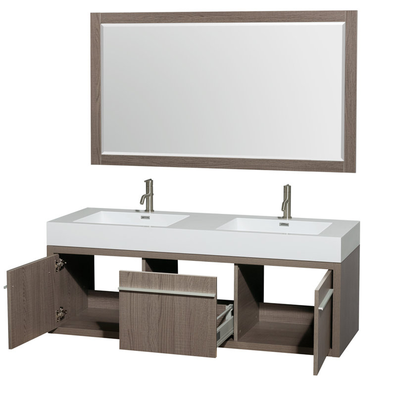 wyndham collection axa 60" double gray oak bathroom vanity set wyndham collection axa 60" double gray oak bathroom vanity set