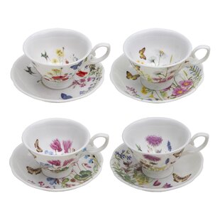 Assorted Flowers Hand Painted Decorator Porcelain Tea Cup and Saucer Night Light 