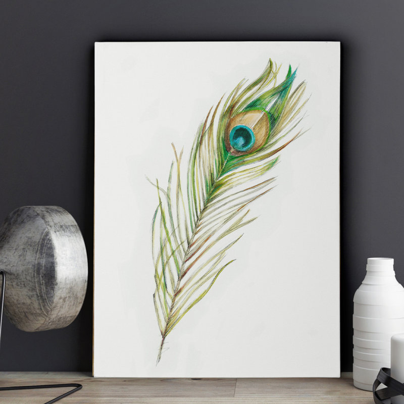 World Menagerie Peacock Feather Ii Watercolor Painting Print On