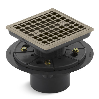 Clearflo Square Design Tile-In Shower Drain with Reversible Collar, 2" and 3" PVC Connection