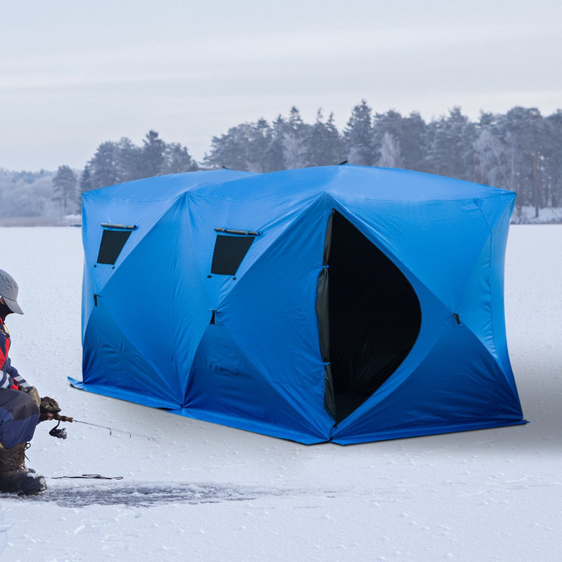 Outsunny 8 Person Waterproof Portable Pop Up Ice Fishing Shelter