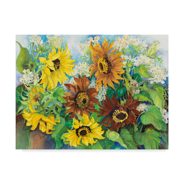 Trademark Art Queen Anne Lace Sunflowers Acrylic Painting Print