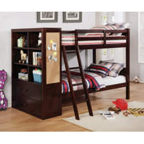 Wooden Bunk Beds With Bookcase Headboards