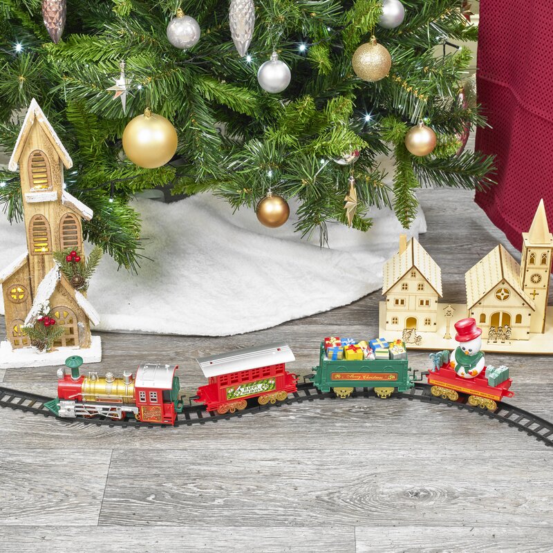 small christmas tree train set