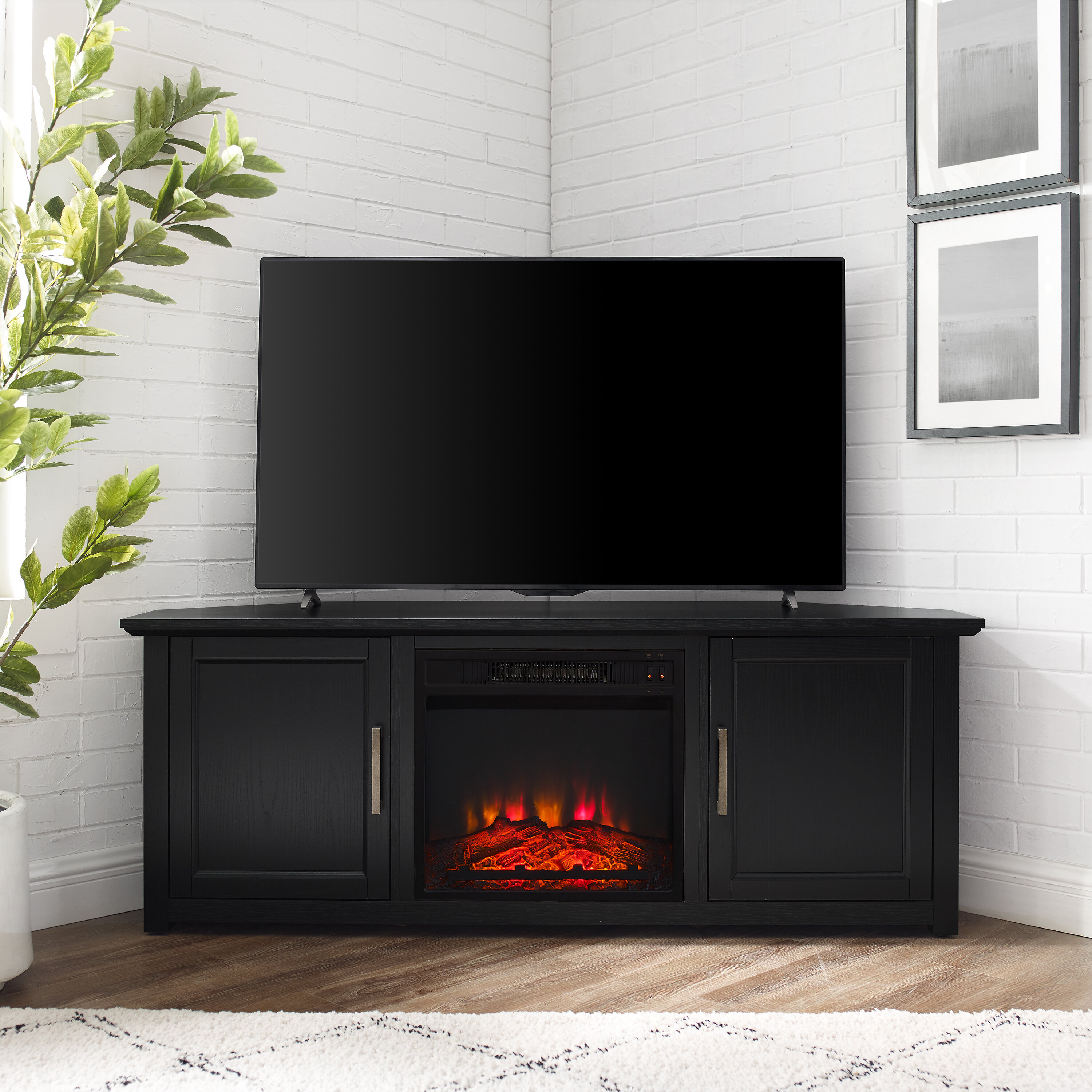 Three Posts Albrecht Tv Stand For Tvs Up To 60 With Fireplace Included Reviews Wayfair
