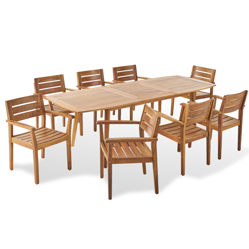 Highland Dunes Rehm Outdoor Expandable 9 Piece Dining Set Wayfair