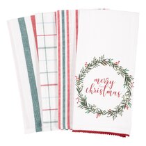 NWT-2-Matching Black Holiday Xmas Kitchen  Towels~Cotton~Peace Let It Snow 